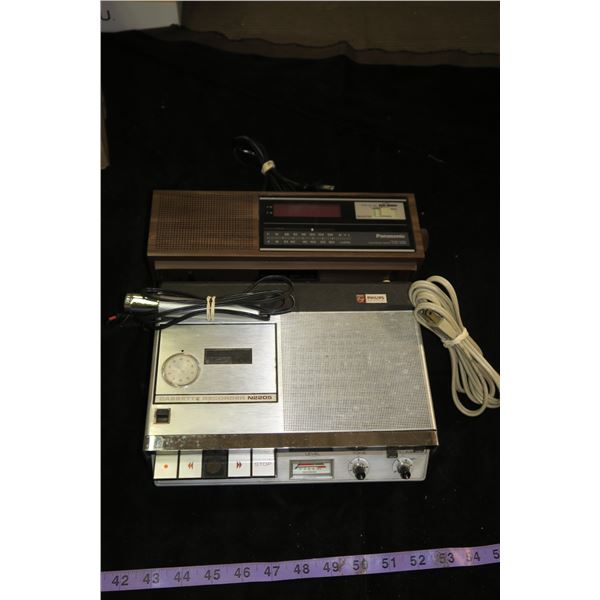 Vintage Cassette Recorder w/ Mic & Panasonic Clock Radio