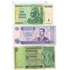Image 1 : 3 foreign bills, Iraq 250 Dinars with Saddam Hussein on bill, Hong Kong ten dollars, Zimbabwe one bi