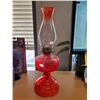 Image 1 : Red coal oil lamp w/ chimney