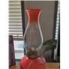 Image 2 : Red coal oil lamp w/ chimney
