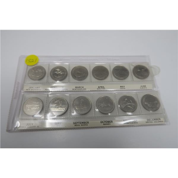1992 Confederation Provinces Quarter Set 12 Coin Set