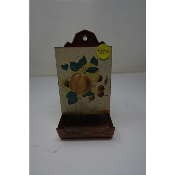 Tin Matchbox Holder Peach Picture