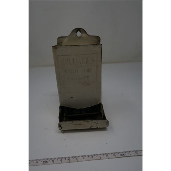 Tin Matchbox Holder with Matchbox and Matches