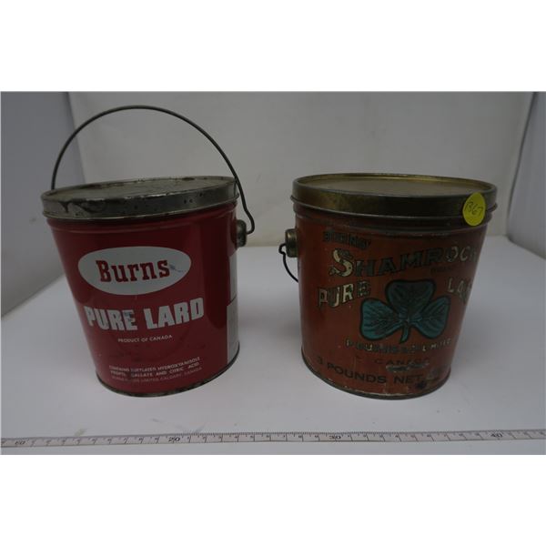 2 X Burns Lard Tins