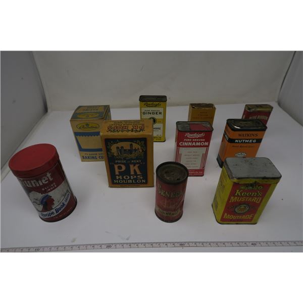 10 X Household Tins and Antique Kitchen Items