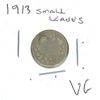 Image 1 : 1913 Canadian Silver 10 Cent Coin (VG) (Small Leaves)