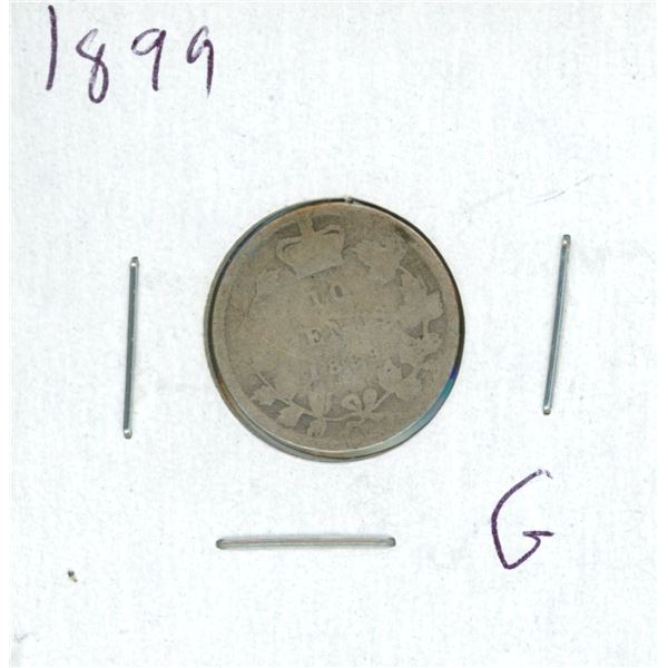1899 Canadian Silver 10 Cent Coin (G)
