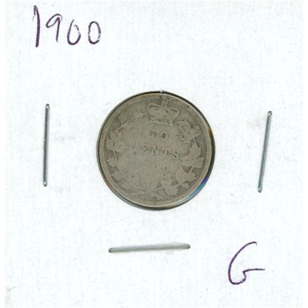 1900 Canadian Silver 10 Cent Coin (G)