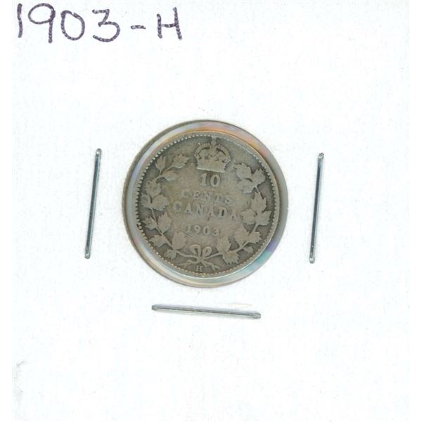 1903-H Canadian Silver 10 Cent Coin