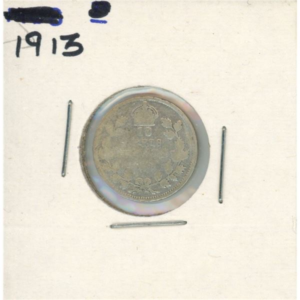 1913 Canadian Silver 10 Cent Coin