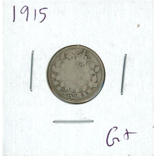1915 Canadian 10 Cent Coin (G+)