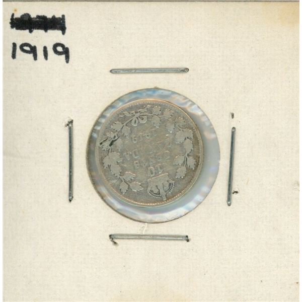 1919 Canadian Silver 10 Cent Coin