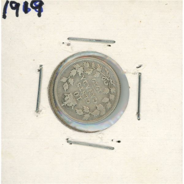 1919 Canadian Silver 10 Cent Coin