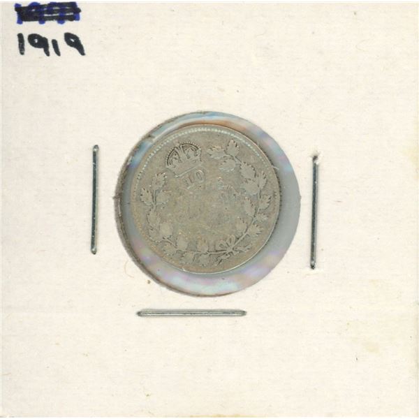 1919 Canadian Silver 10 Cent Coin