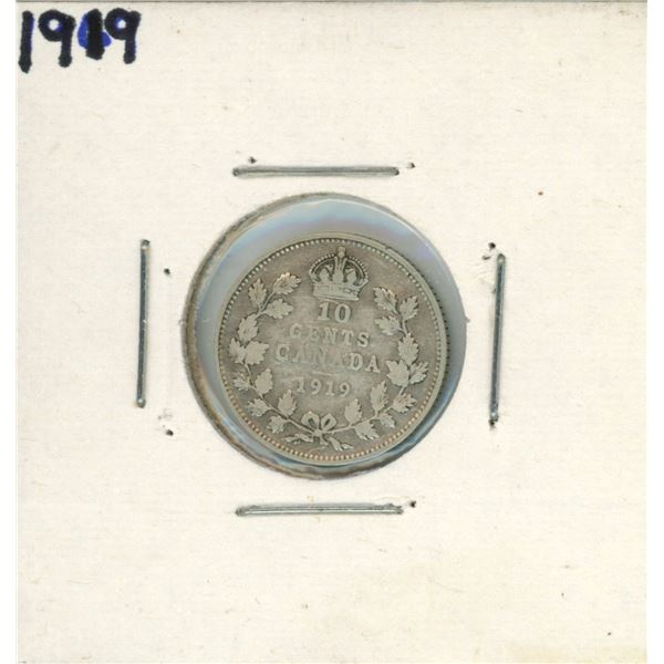 1919 Canadian Silver 10 Cent Coin