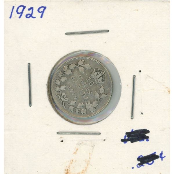 1929 Canadian Silver 10 Cent Coin