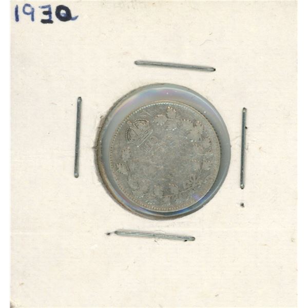 1930 Canadian Silver 10 Cent Coin