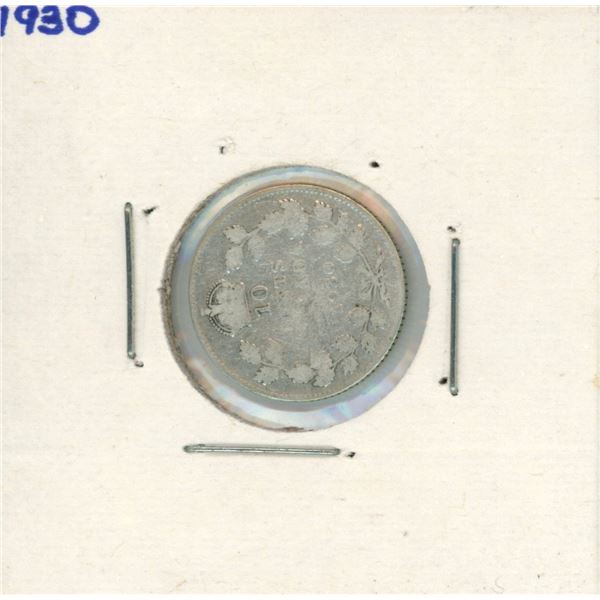 1930 Canadian Silver 10 Cent Coin