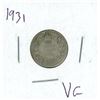 Image 1 : 1931 Canadian Silver 10 Cent Coin (VG)