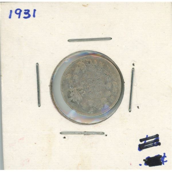 1931 Canadian Silver 10 Cent Coin