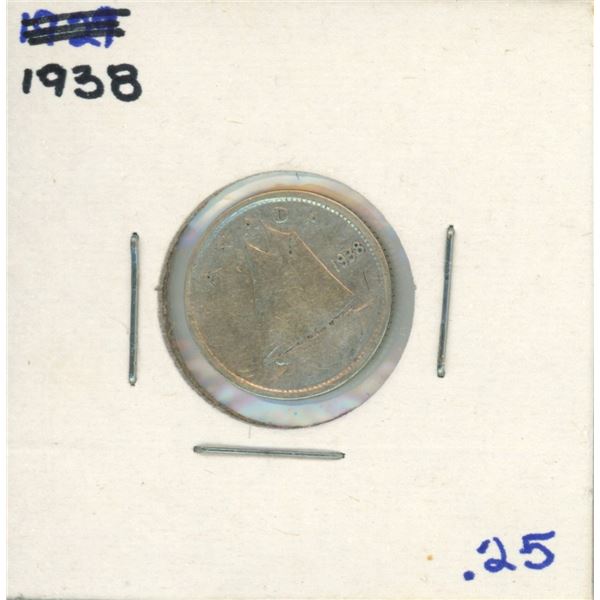 1938 Canadian Silver 10 Cent Coin