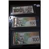Canada One Hundred Dollar Bills (3); Choice Unc.