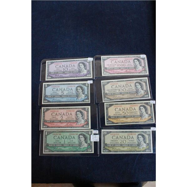 Set of (8) 1954 Bills