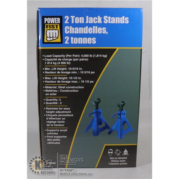 NEW PAIR OF 2 TON JACK STANDS