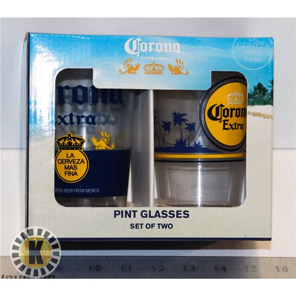 NEW 2PC CORONA PINT GLASS SET