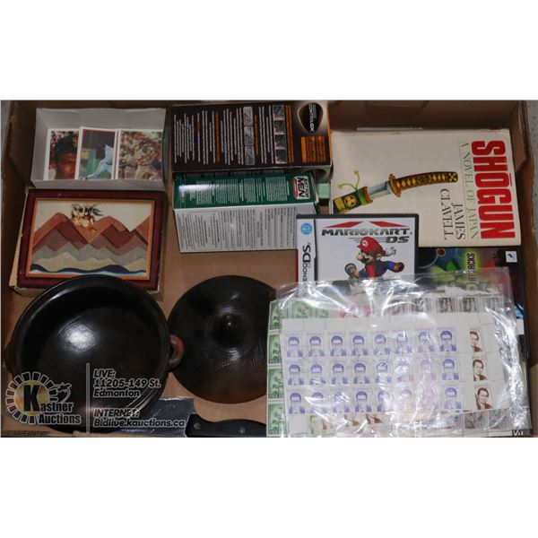 FLAT OF TRADING / HOCKEY CARDS, BOOKS, BLOCK STAMP