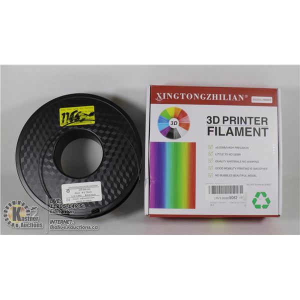 ROLL OF PLA 1.75MM BLACK 3D PRINTER FILAMENT