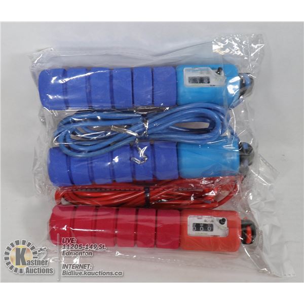 LOT OF 2 FOAM GRIP ATHLETIC SKIPPING ROPES WITH