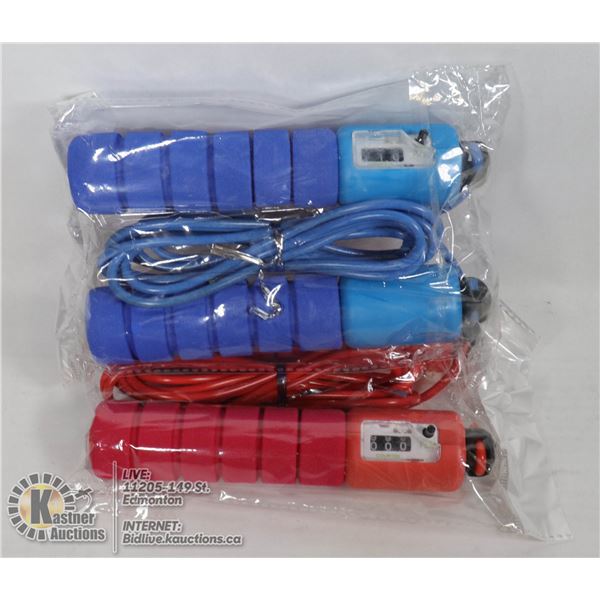 LOT OF 2 FOAM GRIP ATHLETIC SKIPPING ROPES WITH