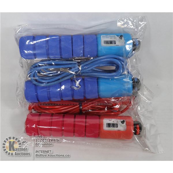LOT OF 2 FOAM GRIP ATHLETIC SKIPPING ROPES WITH