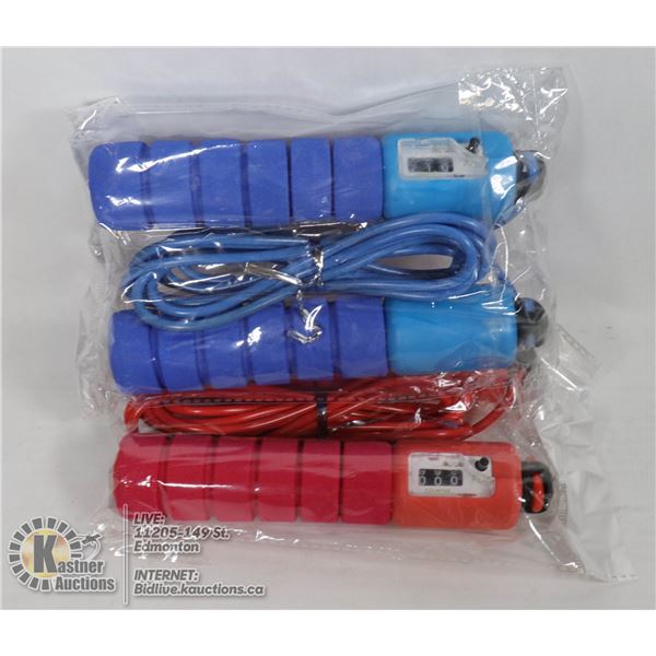 LOT OF 2 FOAM GRIP ATHLETIC SKIPPING ROPES WITH
