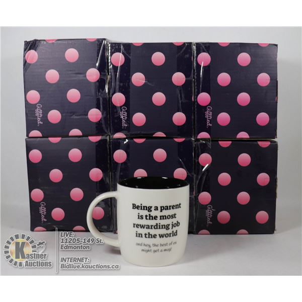 LOT OF 6 CERAMIC MUGS "BEING A PARENT SAYING