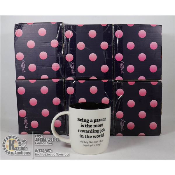 LOT OF 6 CERAMIC MUGS "BEING A PARENT SAYING
