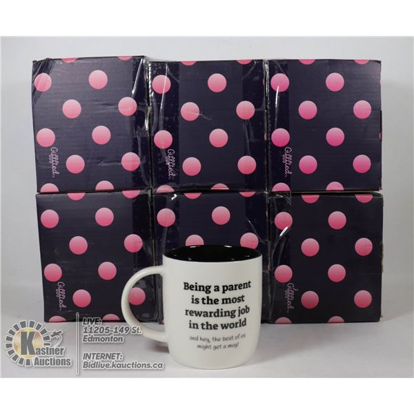 LOT OF 6 CERAMIC MUGS "BEING A PARENT SAYING