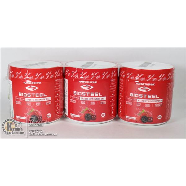 LOT OF 3 BIOSTEEL SPORTS HYDRATION MIX, MSRP $32