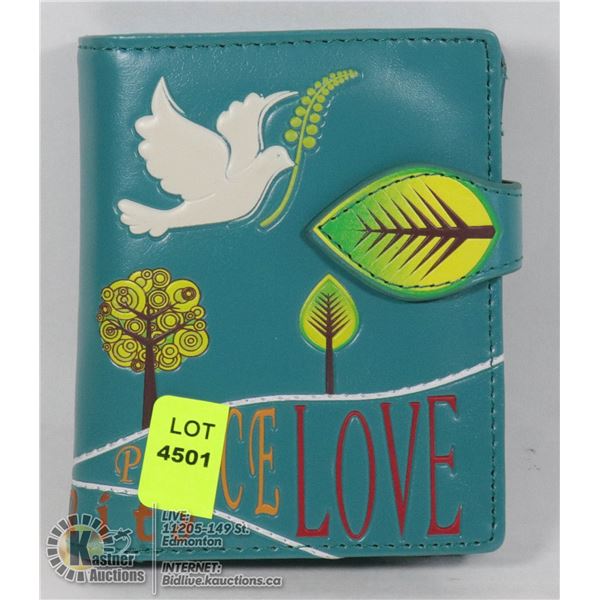 NEW SHAGWEAR PEACE, LOVE, FAITH  WALLET - SM SIZE
