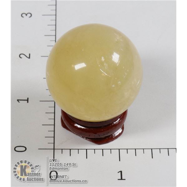 #274-CITRINE SPHERE BALL + STAND 35mm