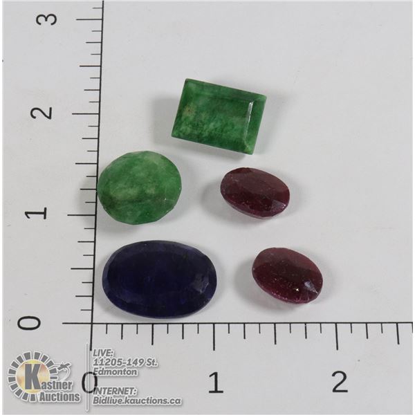 #106-RUBY/EMERALD/SAPPHIRE GEMSTONES 77.95ct