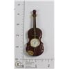 Image 1 : HEAVY BRASS & BROWN VIOLIN COLLECTIBLE CLOCK