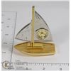 Image 1 : HEAVY SILVER & BRASS SAIL BOAT COLLECTIBLE CLOCK