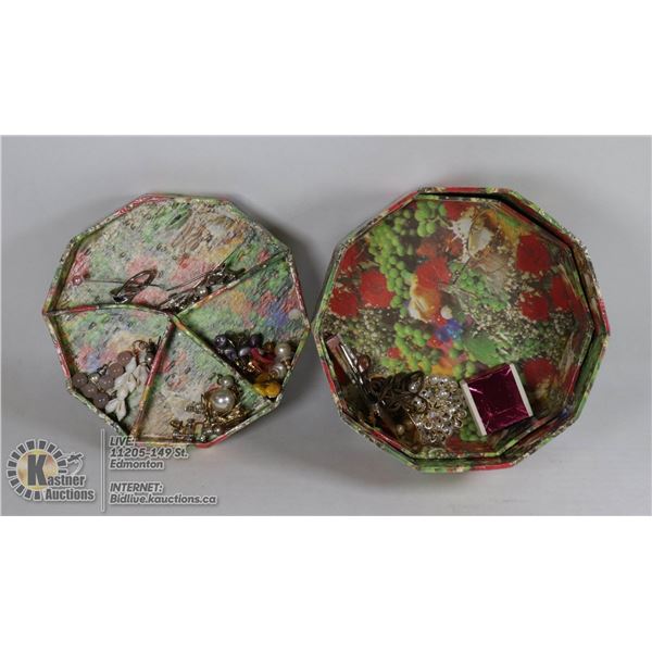 2 TIER BOX OF JEWELRY. ESTATE