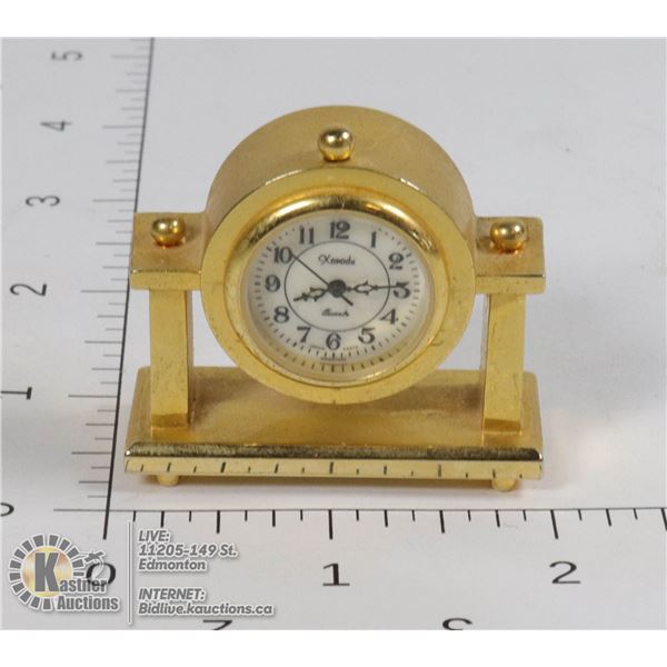 HEAVY BRASS MINIATURE MANTLE COLLECTIBLE CLOCK