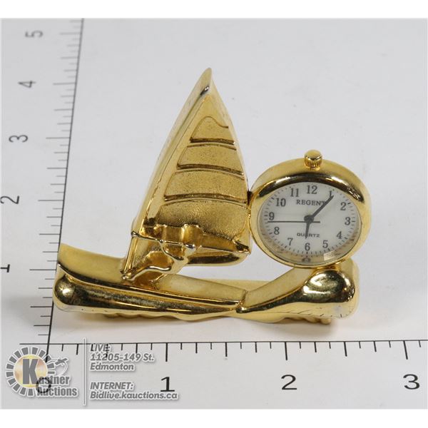 HEAVY BRASS WINDSURFER COLLECTIBLE CLOCK