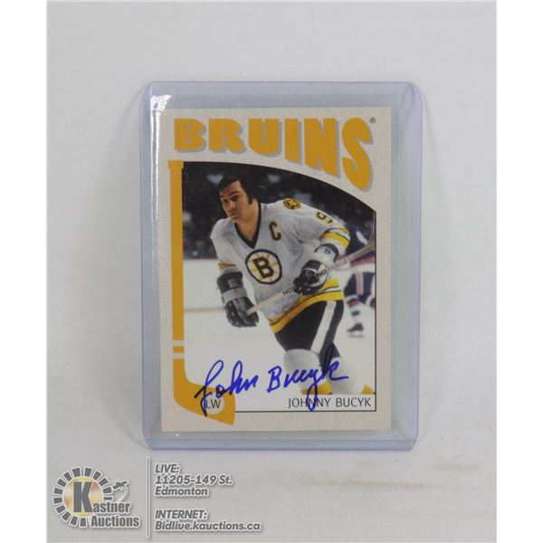 JOHN BUCYK BOSTON BRUINS AUTOGRAPHED HOCKEY CARD