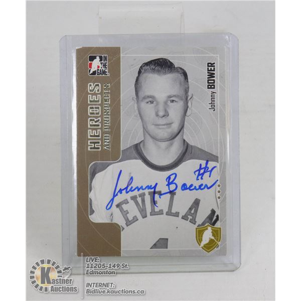 JOHNNY BOWER CLEVELAND BARONS SIGNED HOCEY CARD