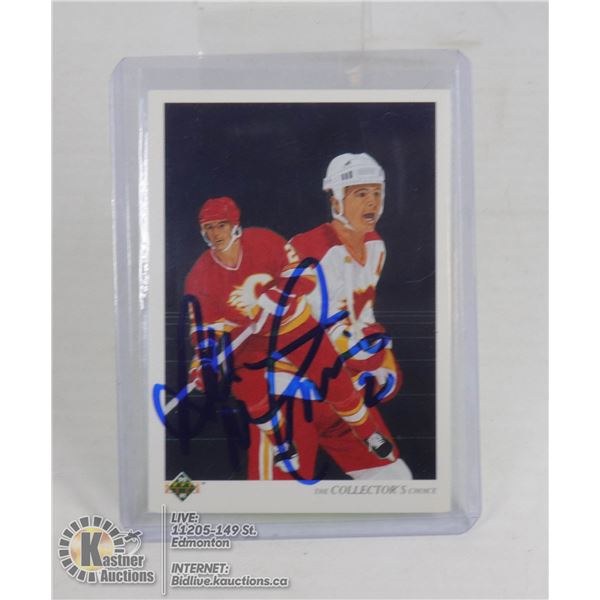 AL MACINNIS CALGARY FLAMES 1990 Ud SIGNED CARD